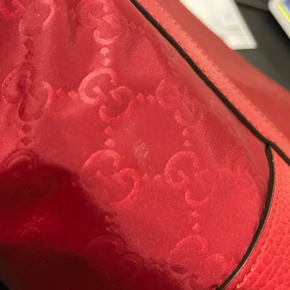 GUCCI Nylon Monogram Double Buckle Flap Messenger Bag Vibrant Red - Picture 14 of 16